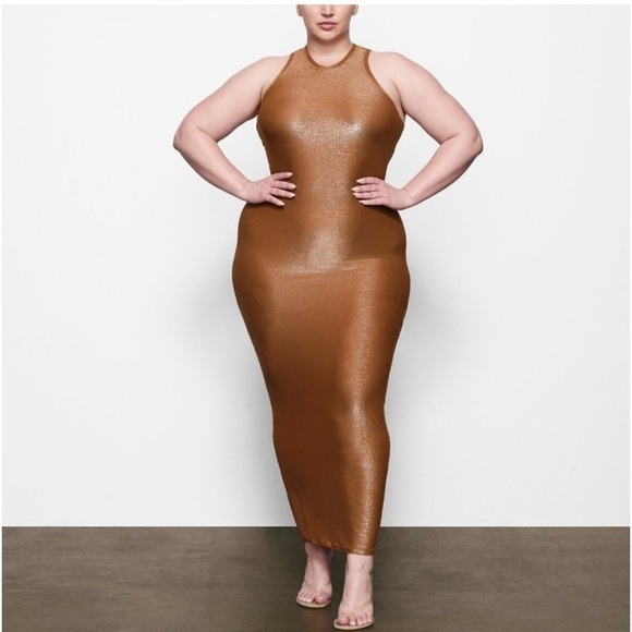 SKIMS Dresses & Skirts - SKIMS Shimmer Maxi Tank Dress | Color: Copper | NEW/NWT🤎🤎RARE!!LIMITED EDITION